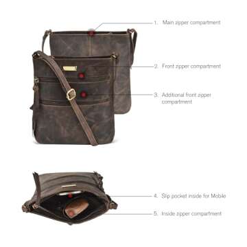 ESTALON Leather Crossbody Purses For Women - Trendy Women's Crossbody Handbags - Medium Size Shoulder Bags For Ladies