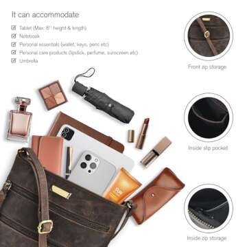 ESTALON Leather Crossbody Purses For Women - Trendy Women's Crossbody Handbags - Medium Size Shoulder Bags For Ladies