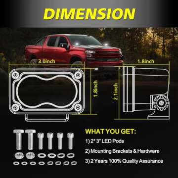 AKD Part LED Pods, 3 Inch CREE LED Driving Lights 40W Spot Off Road Small Lights Pods Ditch Lights L...