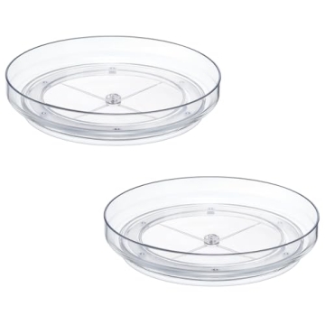 2 Pack 9 Inch Clear Acrylic Lazy Susan, Non-Skid Turntable Organizer for Cabinet, Kitchen, Pantry Or...