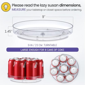 Clear Acrylic 9 Inch Lazy Susan Turntable Organizer 2 Pack