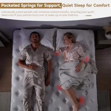 SNFPNE Queen Size Mattress 12 Inch, Hybrid Memory Foam Mattress with Zoned Pocket Coils Support and Motion Isolation Design, Strengthen Edge Support,CertiPUR-US Certified, Medium Firm in a Box