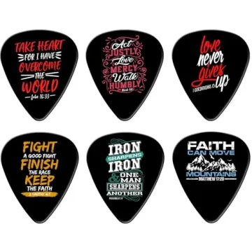 Inspiring Christian Guitar Picks, 12-Count Bible Verse Set for Worship and Music