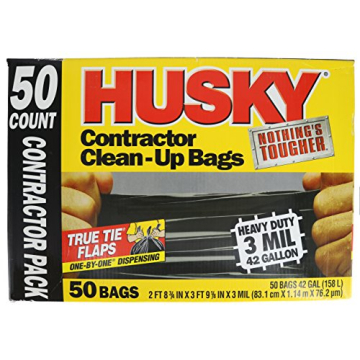 Husky Heavy-Duty 42 Gallon Cleanup Trash Bags - 50 Count