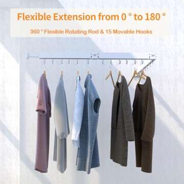 Kelisiting Clothes Drying Rack, Laundry Drying Rack Wall Mounted, [No-Drill & Drilling to Choose] 3-...