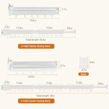 Kelisiting Clothes Drying Rack, Laundry Drying Rack Wall Mounted, [No-Drill & Drilling to Choose] 3-Fold Laundry Drying Racks for Hanging Clothes, Foldable & Sturdy Space Saver for Laundry Room -White