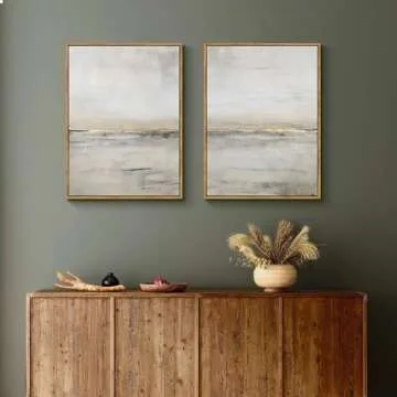 Gardenia Art Abstract Wall Art Modern Ocean Scene Canvas Pictures Retro Coastal Beach Theme Artwork for Living Room Bedroom Bathroom Decoration Kitchen Office Home Wall Decor Framed 12"x16" Set of 2