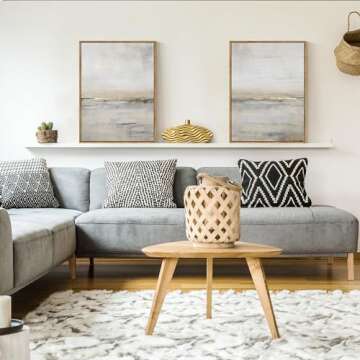 Gardenia Art Abstract Wall Art Modern Ocean Scene Canvas Pictures Retro Coastal Beach Theme Artwork for Living Room Bedroom Bathroom Decoration Kitchen Office Home Wall Decor Framed 12"x16" Set of 2