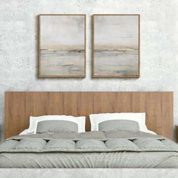 Gardenia Art Abstract Wall Art Modern Ocean Scene Canvas Pictures Retro Coastal Beach Theme Artwork for Living Room Bedroom Bathroom Decoration Kitchen Office Home Wall Decor Framed 12"x16" Set of 2