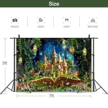 Omifly Fairy Castle 7Wx5H Backdrop for Photography Greenery Enchanted Woodland Tale Wonderland Garde...