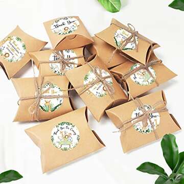 80 Jungle Safari Thank You Stickers, Baby Shower Thank You Stickers, Wild Animals Birthday Party Favor Label Decorations(2 Inch)