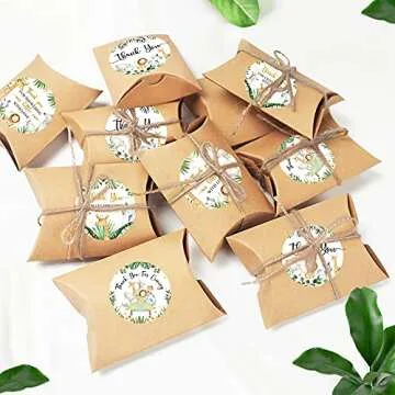 80 Jungle Safari Thank You Stickers, Baby Shower Thank You Stickers, Wild Animals Birthday Party Favor Label Decorations(2 Inch)