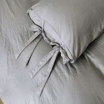 HOTNIU 3 Piece Soft Duvet Cover Set- Comfortable Breathable Luxurious Bedding Sets with Tie Design - All Season Light-Weighted Comforter Cover with 2 pcs Pillow Cover (Queen, Grey)