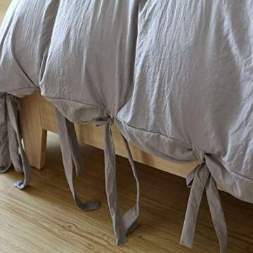 HOTNIU 3 Piece Soft Duvet Cover Set- Comfortable Breathable Luxurious Bedding Sets with Tie Design - All Season Light-Weighted Comforter Cover with 2 pcs Pillow Cover (Queen, Grey)