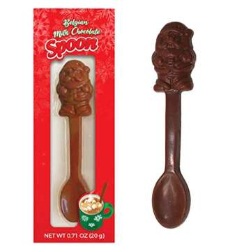 Albert's Belgian Milk Chocolate Hot Cocoa Stirring Spoons Assorted Holiday Characters, Christmas Stocking Stuffers for Kids, Pack of 3