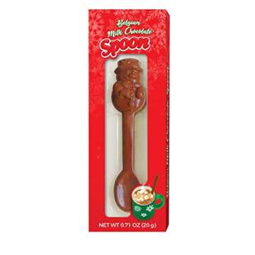 Albert's Belgian Milk Chocolate Hot Cocoa Stirring Spoons Assorted Holiday Characters, Christmas Stocking Stuffers for Kids, Pack of 3