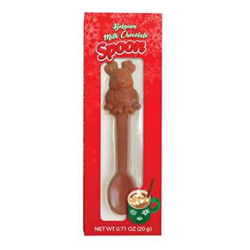 Albert's Belgian Milk Chocolate Hot Cocoa Stirring Spoons Assorted Holiday Characters, Christmas Stocking Stuffers for Kids, Pack of 3
