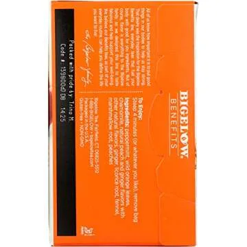 Enjoy Bigelow Ginger & Peach Herbal Tea - Caffeine-Free Bliss