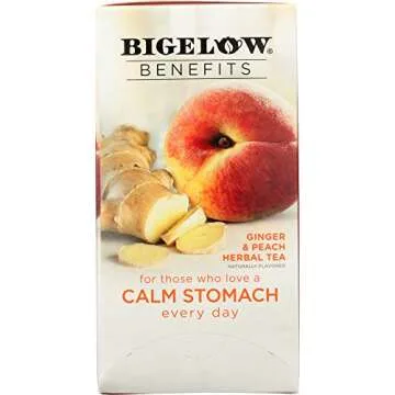 Enjoy Bigelow Ginger & Peach Herbal Tea - Caffeine-Free Bliss