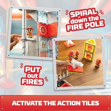 Tile Town Fire Station Magnetic Playset for Kids 3-6