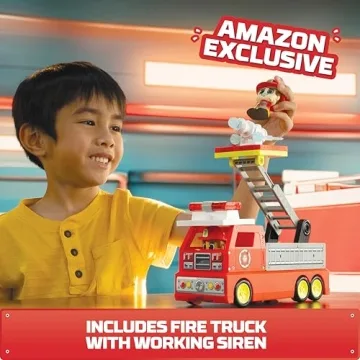 Tile Town Fire Station Magnetic Playset for Kids 3-6