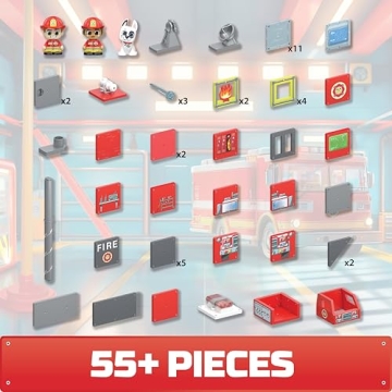 Tile Town Fire Station Magnetic Playset for Kids 3-6
