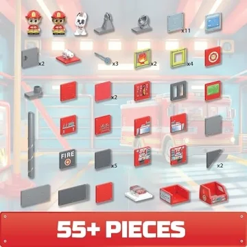 Tile Town Fire Station Magnetic Playset for Kids 3-6