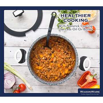 WaxonWare 5.25 Quart Ceramic Nonstick Stock Pot with Lid - Cooking Pot Nonstick, Non Toxic PFOA Free, Nonstick Large Soup Pot With Lid, Induction Compatible Large Pot for Cooking - Stonetec Series