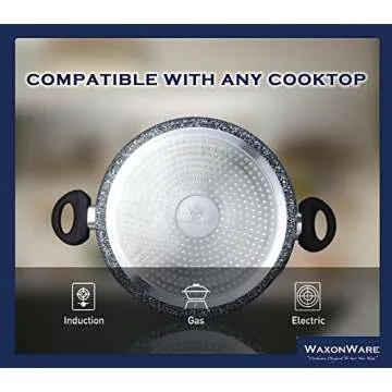 WaxonWare 5.25 Quart Ceramic Nonstick Stock Pot with Lid - Cooking Pot Nonstick, Non Toxic PFOA Free, Nonstick Large Soup Pot With Lid, Induction Compatible Large Pot for Cooking - Stonetec Series