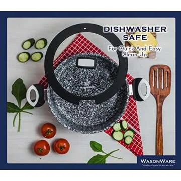WaxonWare 5.25 Quart Ceramic Nonstick Stock Pot with Lid - Cooking Pot Nonstick, Non Toxic PFOA Free, Nonstick Large Soup Pot With Lid, Induction Compatible Large Pot for Cooking - Stonetec Series