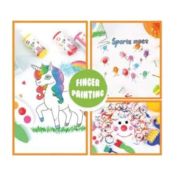 Early Learning Kids Paint Set Washable Finger Paint with Assorted Painting Brushes Sponges Portable Case for Kids Toddlers Drawing Gifts Age 3+