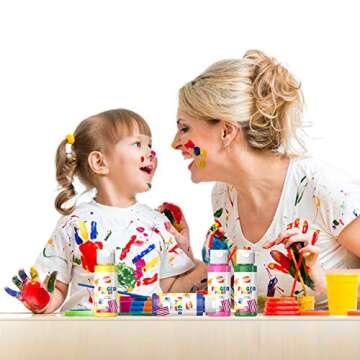 Early Learning Kids Paint Set Washable Finger Paint with Assorted Painting Brushes Sponges Portable Case for Kids Toddlers Drawing Gifts Age 3+