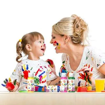 Early Learning Kids Paint Set Washable Finger Paint with Assorted Painting Brushes Sponges Portable Case for Kids Toddlers Drawing Gifts Age 3+