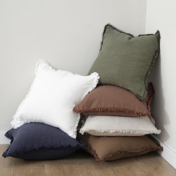 Cozy Boho Decorative Linen Fringe Pillow Covers Set