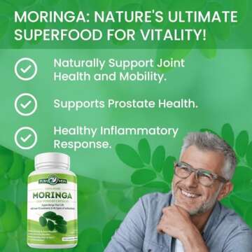 PURA VIDA MORINGA Capsules Single Origin Moringa Powder Organic. Moringa Leaf. Energy, Metabolism, & Immune Support. 120ct. 500mg Caps.