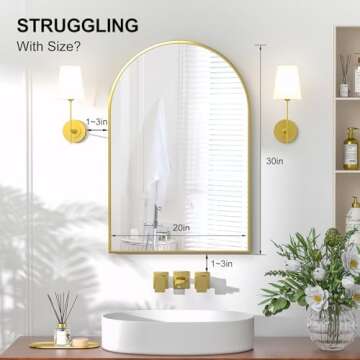 Mepplzian Recessed Medicine Cabinet with Mirror,Arched Medicine Cabinet for Bathroom,Brushed Gold Medicine Cabinet in Wall Bathroom Cabinet with Mirror,Mirrored Medicine Cabinet Wall Mounted 20x30 in