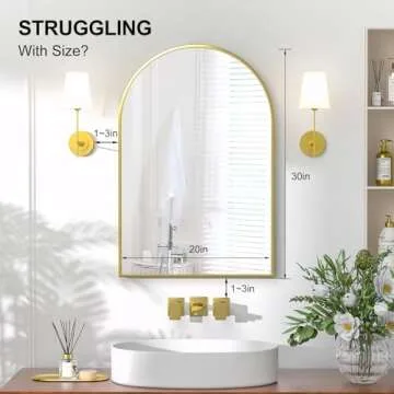 Mepplzian Recessed Medicine Cabinet with Mirror,Arched Medicine Cabinet for Bathroom,Brushed Gold Medicine Cabinet in Wall Bathroom Cabinet with Mirror,Mirrored Medicine Cabinet Wall Mounted 20x30 in