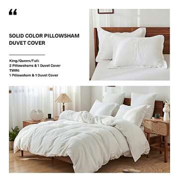 Simple&Opulence 100% Linen Duvet Cover Set 3pcs Basic Style Natural French Washed Flax Solid Color S...