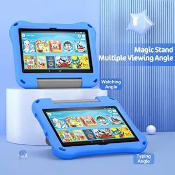 Fire HD 8 Tablet Case for Kids, Kindle Fire 8 Case(12th/10th Generation, 2024/2022/2020 Release)-Auorld Lightweight Shockproof Kid-Proof Cover with Handle Stand for Kindle Fire HD 8/8 Plus Tablet-Blue