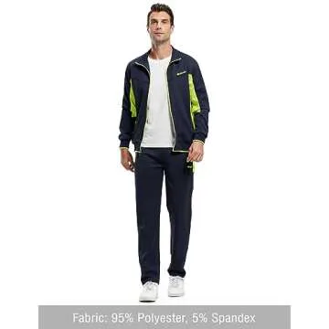 TBMPOY Men's Tracksuits Sweatsuits for Men Set Track Suits 2 Piece Casual Athletic Jogging Warm Up Full Zip Sweat Suits Navy/Fluorescent Green M