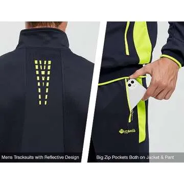 TBMPOY Men's Tracksuits Sweatsuits for Men Set Track Suits 2 Piece Casual Athletic Jogging Warm Up Full Zip Sweat Suits Navy/Fluorescent Green M