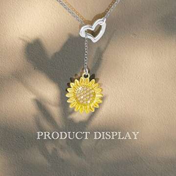 IOHUPCI Sunflower Necklace Jewelry 925 Sterling silver -You Are My Sunshine Pendant Necklaces Jewelry Fashion Y Pendant Gifts for Women Wife