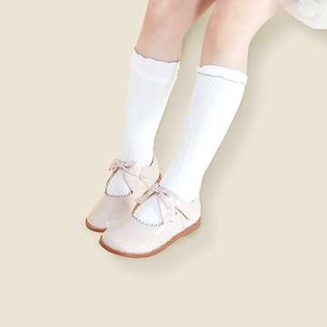 Toddler Little Girl Nude Mary Jane Dress Shoes - Ballet Flats for Flower Girl Party School Shoes（N...