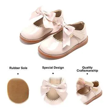 Toddler Little Girl Nude Mary Jane Dress Shoes - Ballet Flats for Flower Girl Party School Shoes（Nude,7 Toddler