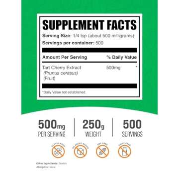 BulkSupplements.com Tart Cherry Extract Powder - Tart Cherry Supplement, Herbal Supplement - Antioxi...