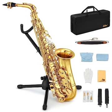 Eastar AS-Ⅱ Student Alto Saxophone E Flat Gold Lacquer Alto Beginner Sax Full Kit With Carrying Sa...