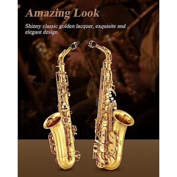 Eastar AS-Ⅱ Student Alto Saxophone E Flat Gold Lacquer Alto Beginner Sax Full Kit With Carrying Sax Case Mouthpiece Straps Reeds Stand