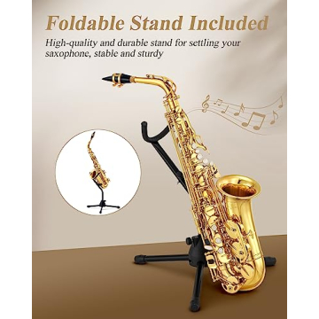 Eastar AS-Ⅱ Student Alto Saxophone E Flat Gold Lacquer Alto Beginner Sax Full Kit With Carrying Sax Case Mouthpiece Straps Reeds Stand