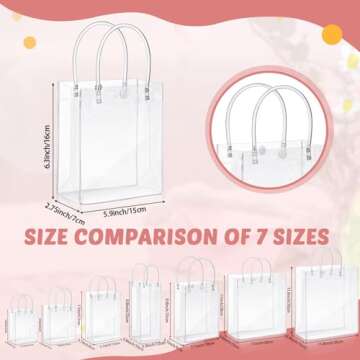 LEIFIDE 50 Pcs Clear Plastic Gift Bags with Handles PVC Reusable Transparent Totes Bags for Shopping...