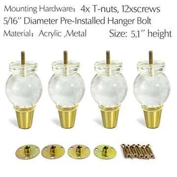 JEREVER 5.1" Acrylic Furniture Legs Modern Set of 4